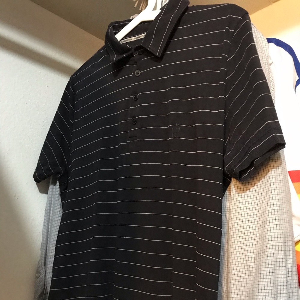 Blue striped French connection polo